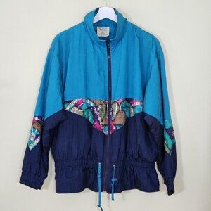 Westside Connection Windbreaker L Women Jacket Nylon LS Lined Zip Athleisure VTG